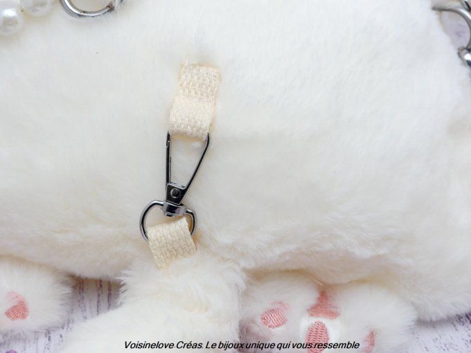 Mini sac kawaii chat blanc en pilou
