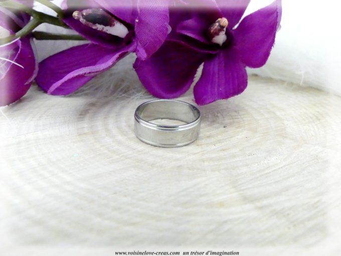 Bague anneau mixte acier inoxydable brillant 