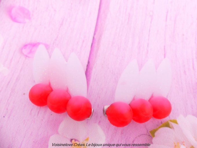 Barrettes saillor Moon rouge et blanc résine époxy