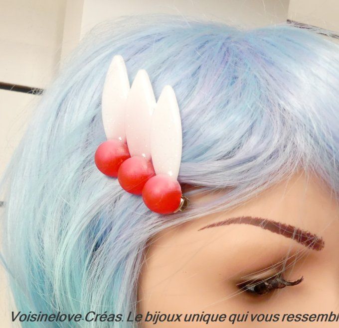 Barrettes saillor Moon rouge et blanc résine époxy