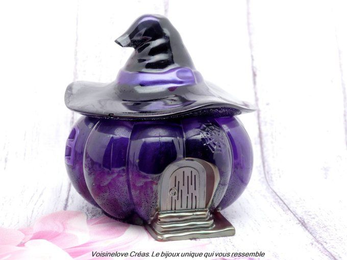 Boîte à secret maisone de sorcière violet et noir