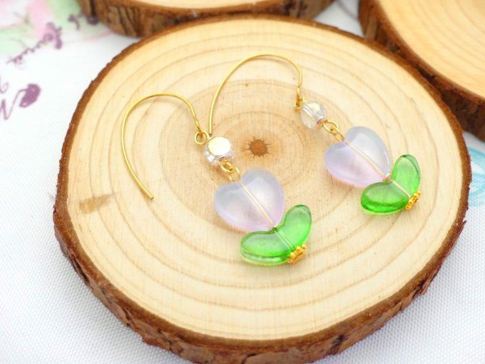 boucles d'oreilles fleurs en perles de verre