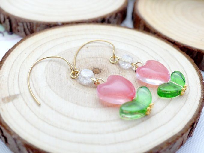 Boucles d'oreilles fleurs en perles de verre 