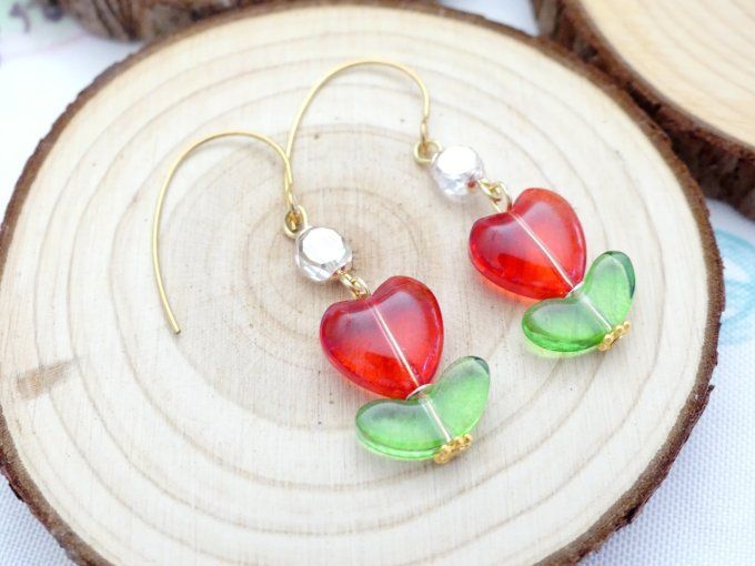Boucles d'oreilles fleur en perles de verre