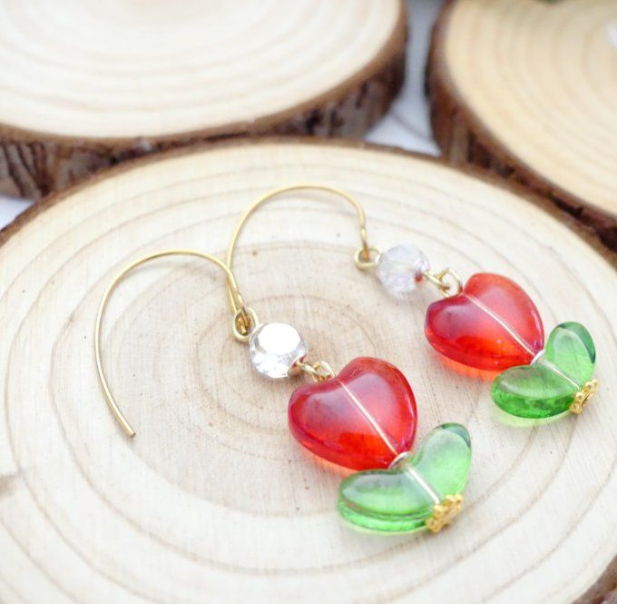 Boucles d'oreilles fleur en perles de verre
