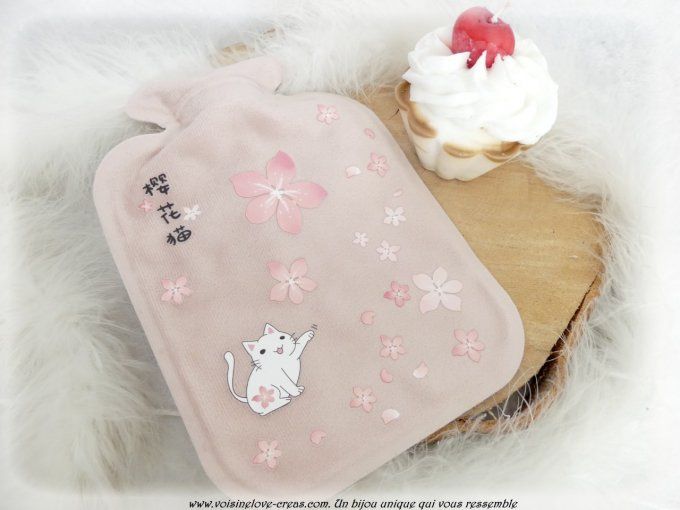 Bouillotte kawaii chat rose sakura