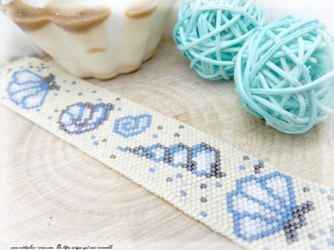 Bracelet d'été tissé perles coquillage 