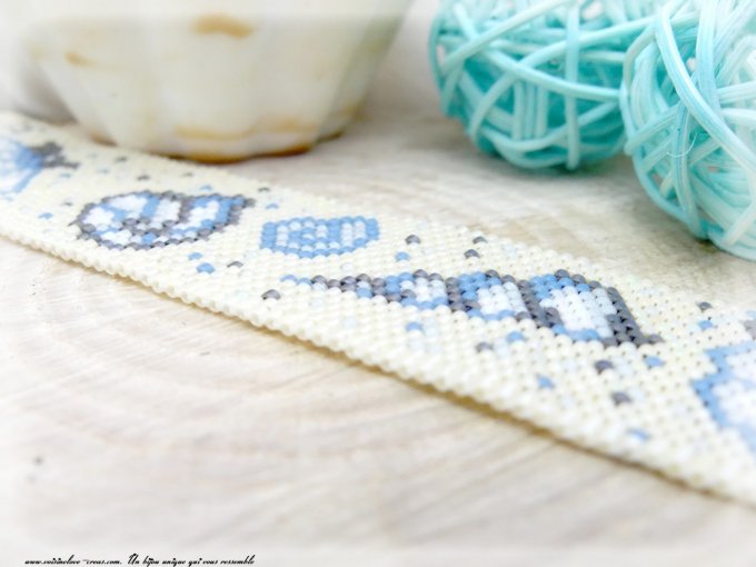 Bracelet d'été tissé perles coquillage 