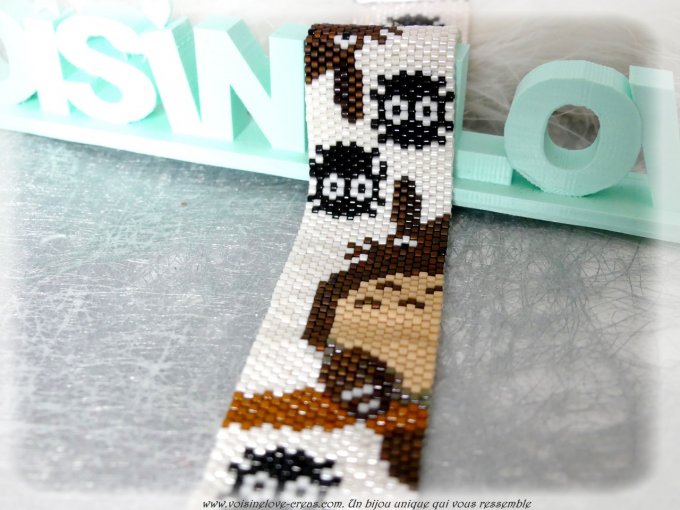 Bracelet tissé perles kawaii Totoro