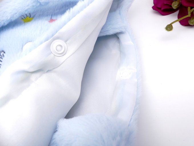 Mini sac peluche pilou pilou bleu