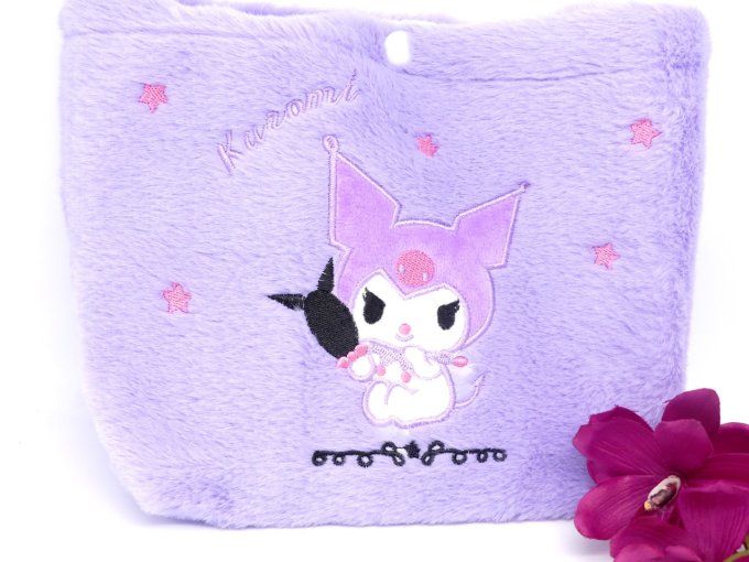 Mini sac kawaii peluche pilou pilou mauve