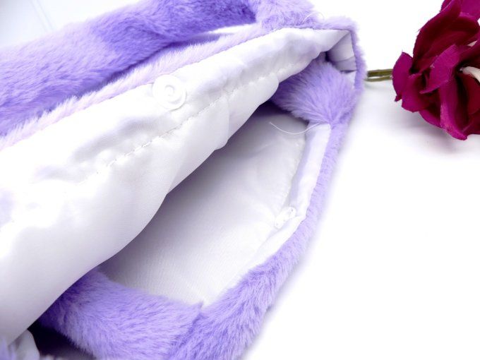 Mini sac kawaii peluche pilou pilou mauve