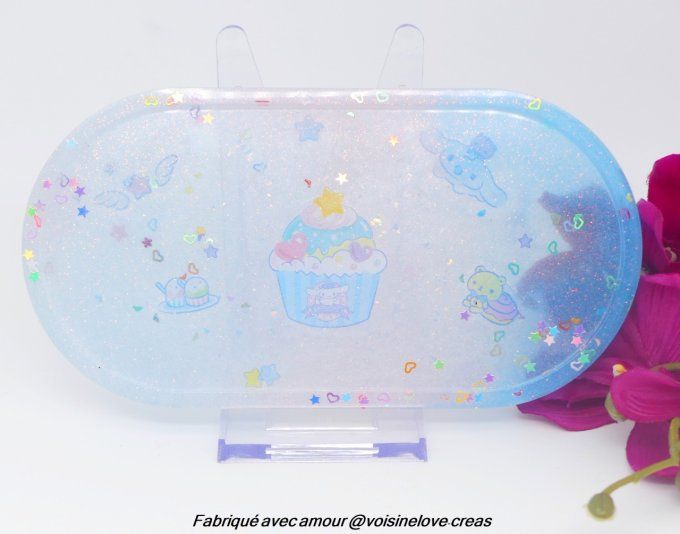 Plateau multi fonctions bleu et rose kawaii