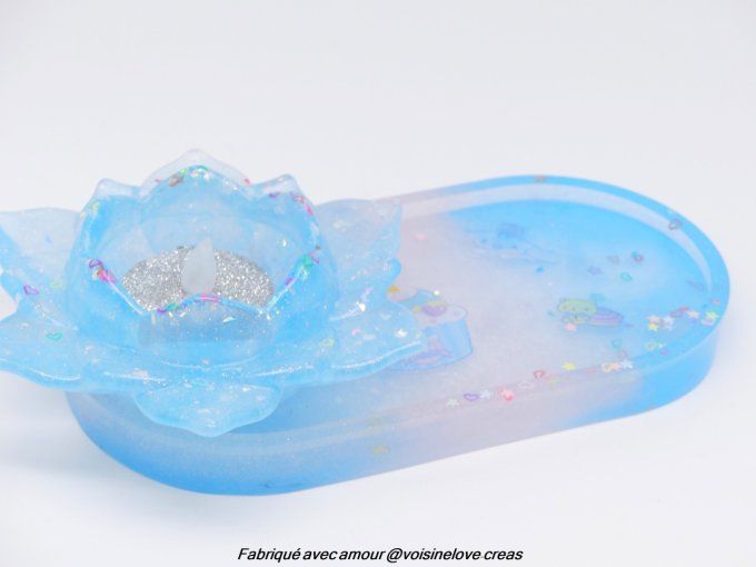 Plateau multi fonctions bleu et rose kawaii