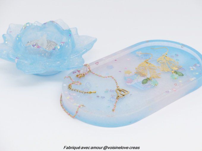 Plateau multi fonctions bleu et rose kawaii