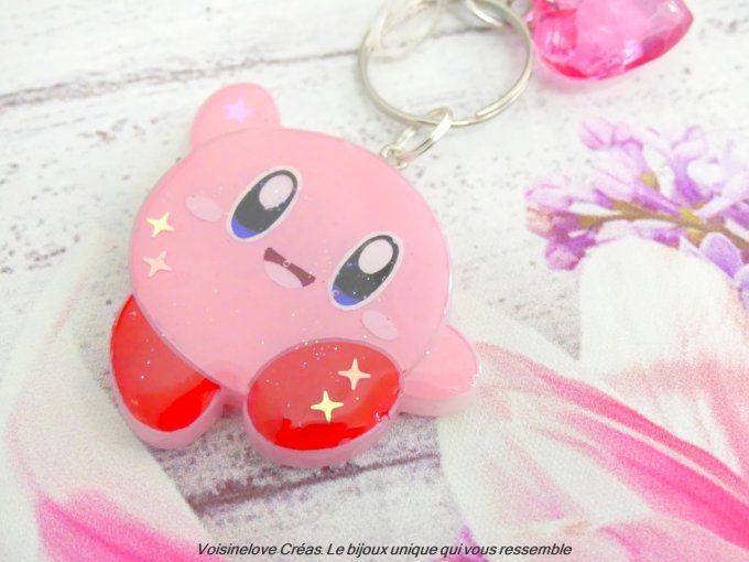 Porte clef kawaii Kirby smile résine époxy