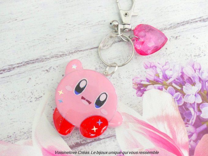 Porte clef kawaii Kirby smile résine époxy