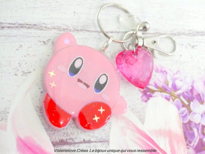 Porte clef kawaii Kirby smile résine époxy