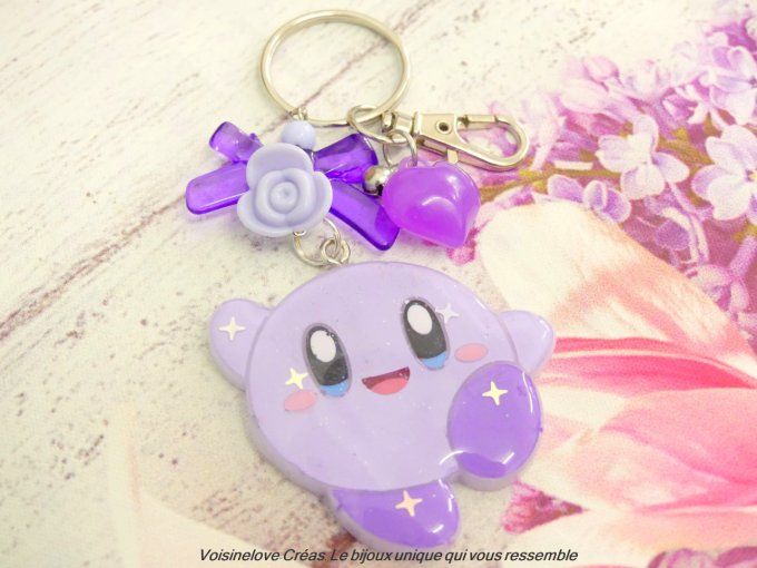 Porte clef kawaii Kirby smile résine époxy