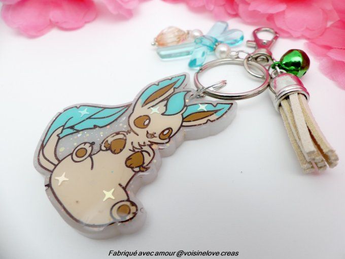 Porte clef kawaii pokémon Phylali en résine époxy