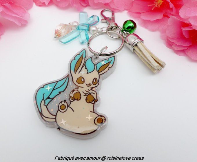 Porte clef kawaii pokémon Phylali en résine époxy