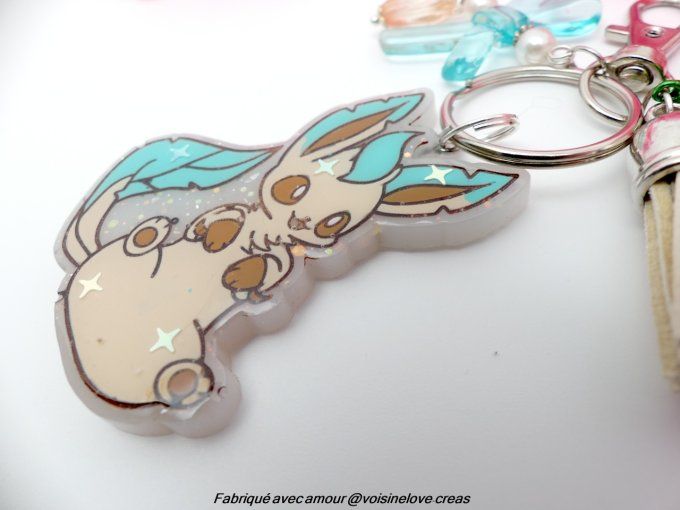 Porte clef kawaii pokémon Phylali en résine époxy