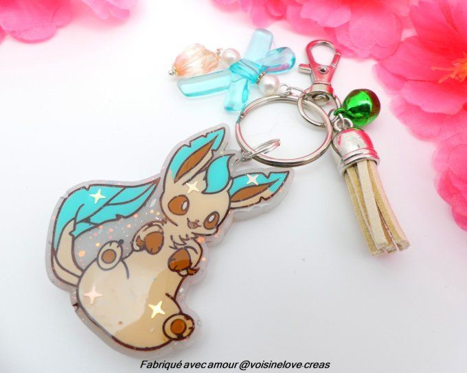 Porte clef kawaii pokémon Phylali en résine époxy