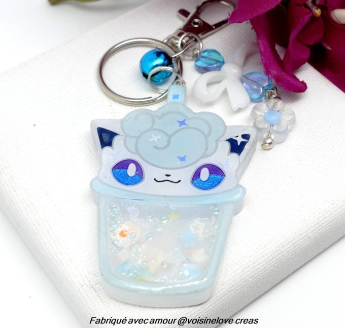 Porte clef secoue moi bubbletea Goupix Alola