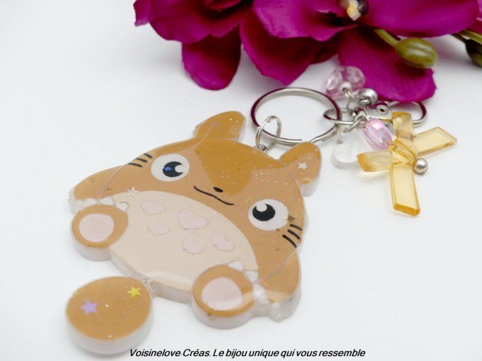 Porte clef Totoro résine époxy marron clair