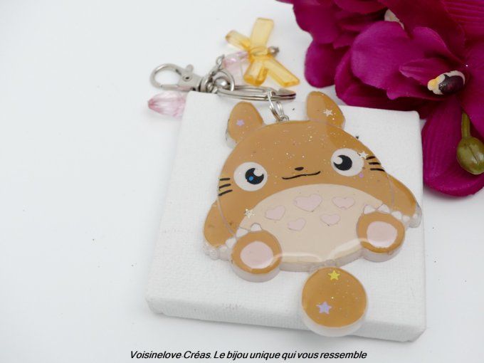 Porte clef Totoro résine époxy marron clair