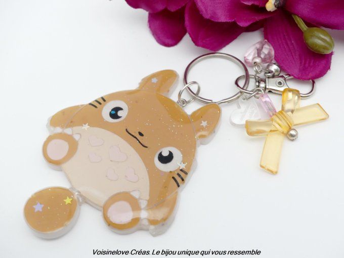 Porte clef Totoro résine époxy marron clair