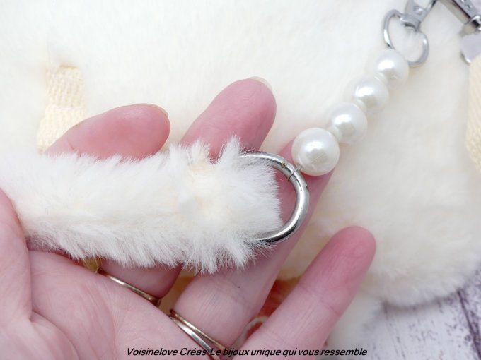 Mini sac kawaii chat blanc en pilou