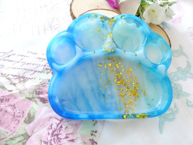 Plateau vide poche patte de chat en résine époxy