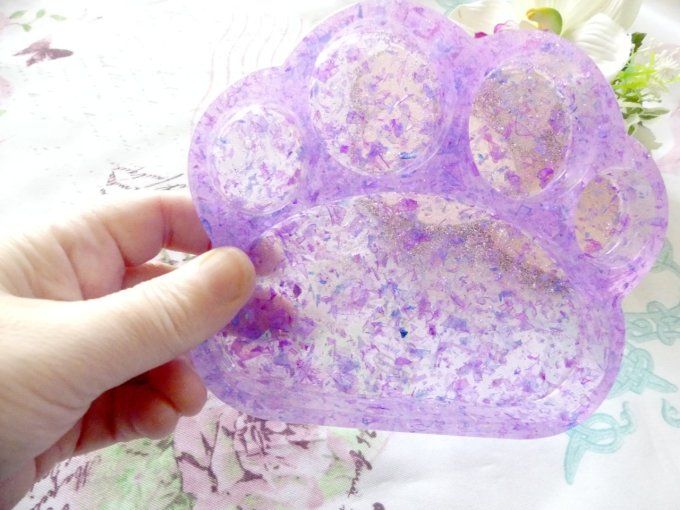 Plateau vide poche patte de chat en résine époxy