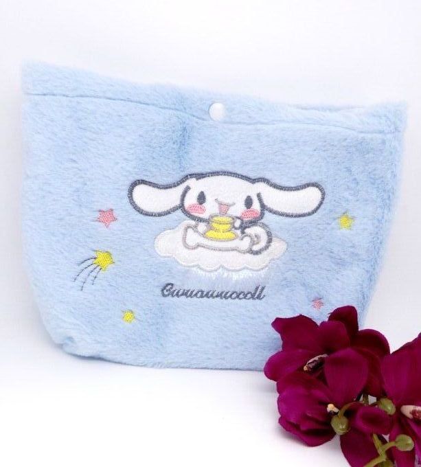 Mini sac peluche pilou pilou bleu